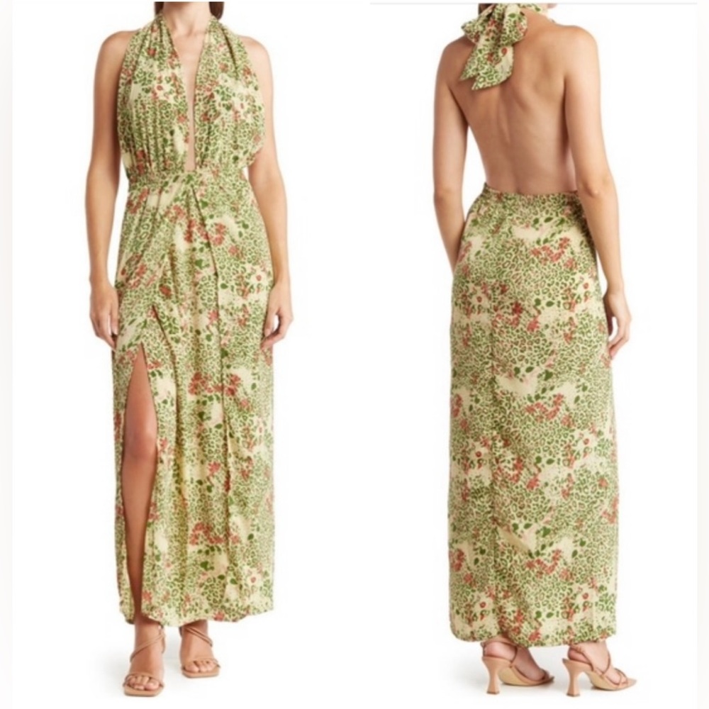 RAGA Open Back Animal print Sleeveless Resort wear Maxi Casual Summer Dress M